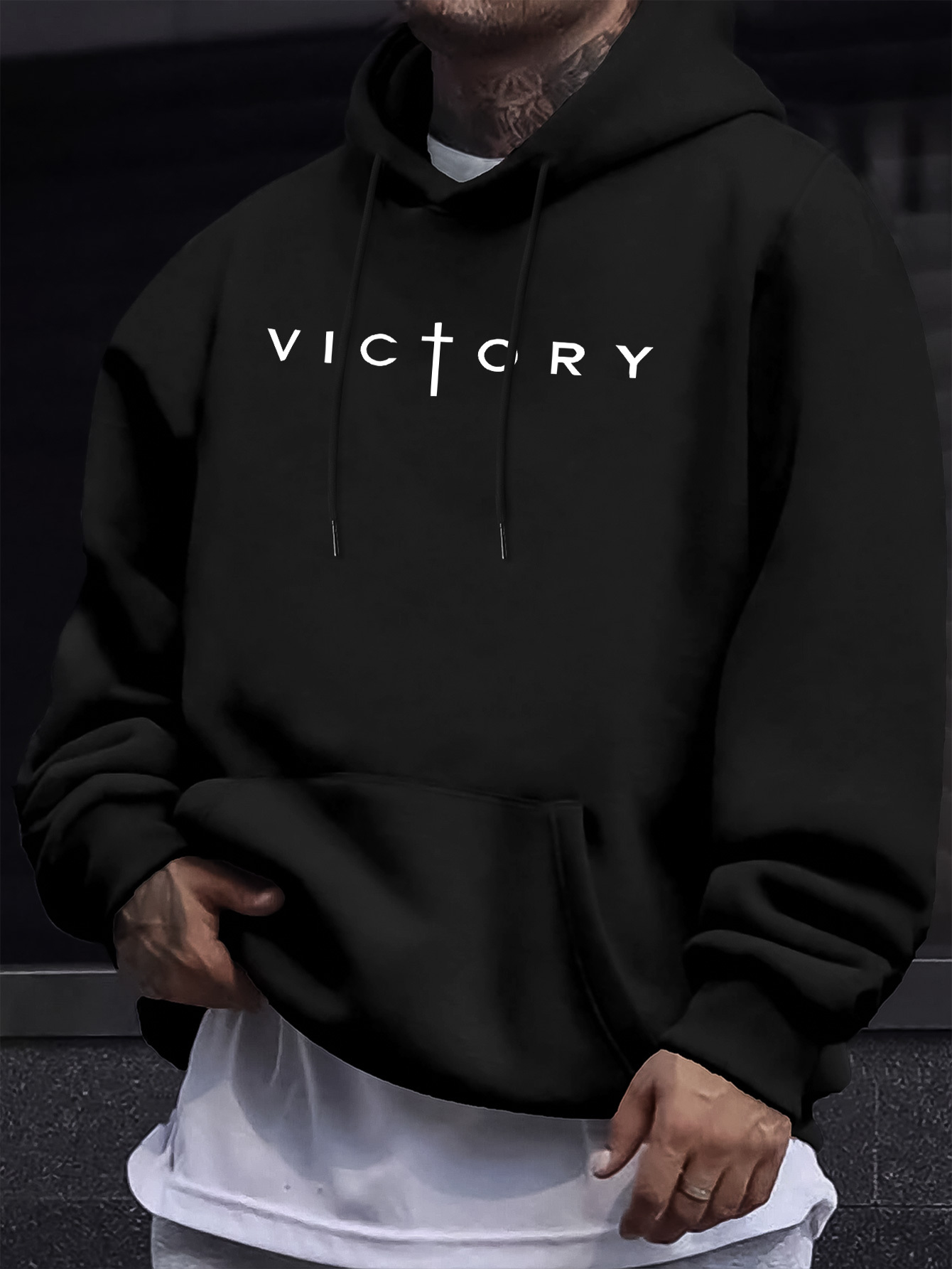 Crossfit Victory - 가을/겨울 남성용 크리스천 빅토리 크로스 프린트